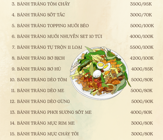MENU BÁNH TRÁNG
